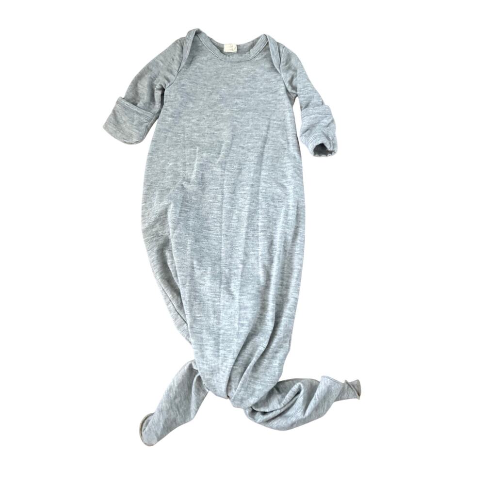 Kate Quinn Organic Gray Pointelle Lap Neck Knotted Gown 0-3 months